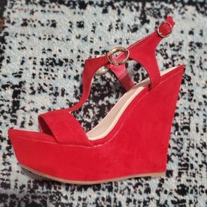 Womens red wedges